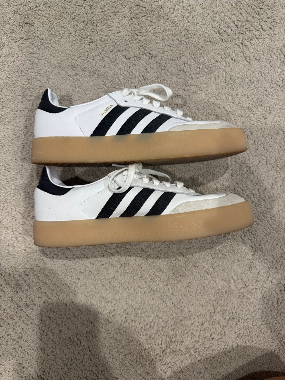 adidas Sambas White and Black Platform Sneakers - Picture 2 of 4